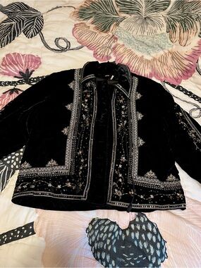 Free People Maxxie Embellished Velvet Jacket